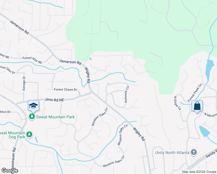 map of restaurants, bars, coffee shops, grocery stores, and more near 4500 Ashmore Circle in Marietta