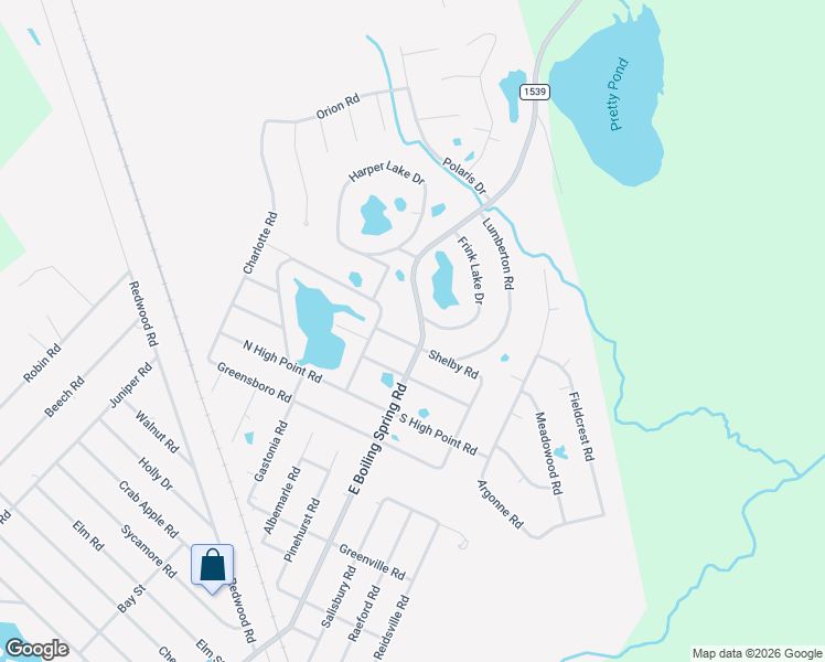 map of restaurants, bars, coffee shops, grocery stores, and more near 2267 East Boiling Spring Road in Boiling Spring Lakes