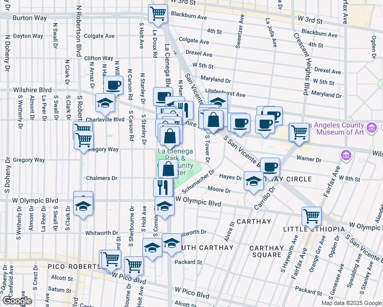 map of restaurants, bars, coffee shops, grocery stores, and more near 233 South Gale Drive in Beverly Hills