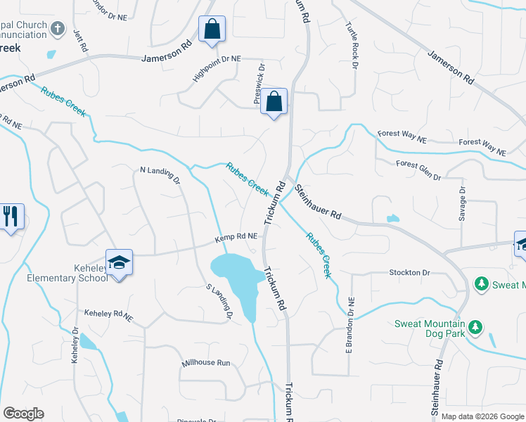 map of restaurants, bars, coffee shops, grocery stores, and more near 2238 Nantucket Court in Marietta