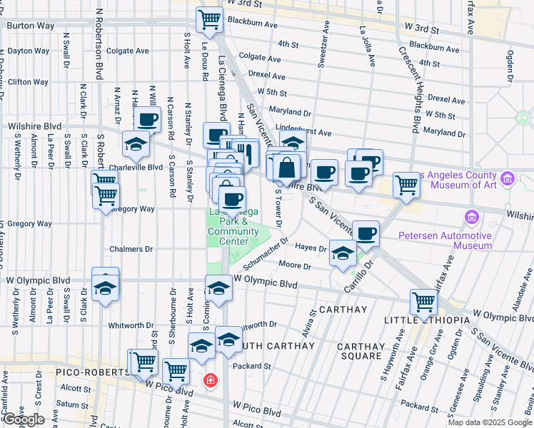 map of restaurants, bars, coffee shops, grocery stores, and more near 234 South Gale Drive in Beverly Hills