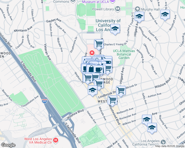 map of restaurants, bars, coffee shops, grocery stores, and more near in Los Angeles