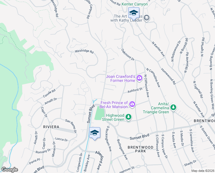 map of restaurants, bars, coffee shops, grocery stores, and more near 1652 Mandeville Canyon Road in Los Angeles