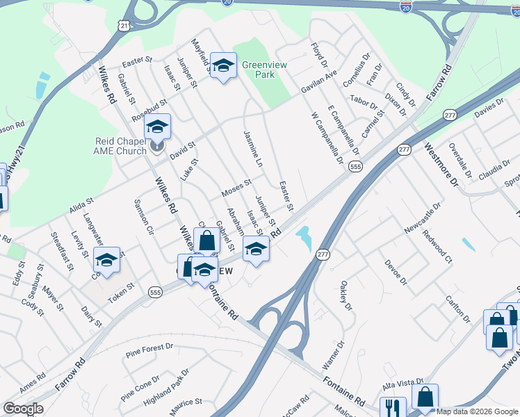 map of restaurants, bars, coffee shops, grocery stores, and more near 304 Juniper Street in Columbia