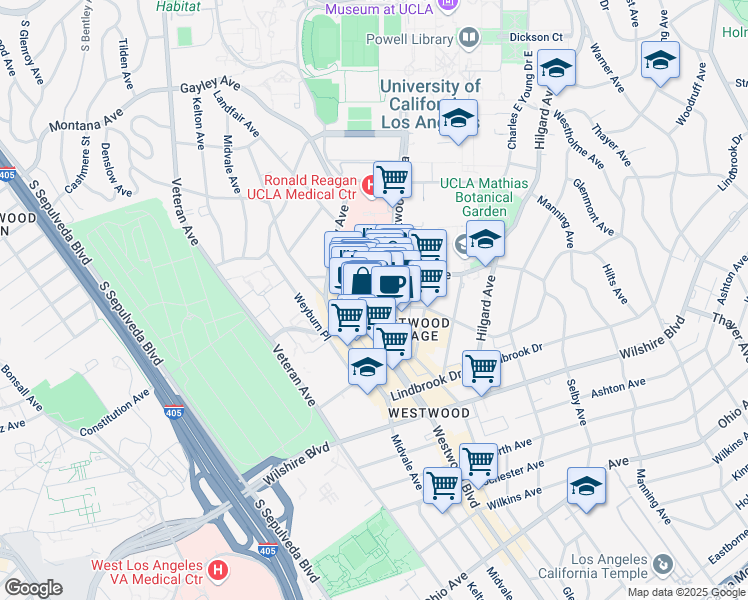map of restaurants, bars, coffee shops, grocery stores, and more near 936 Broxton Avenue in Los Angeles
