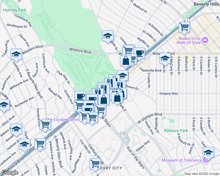 map of restaurants, bars, coffee shops, grocery stores, and more near in Los Angeles