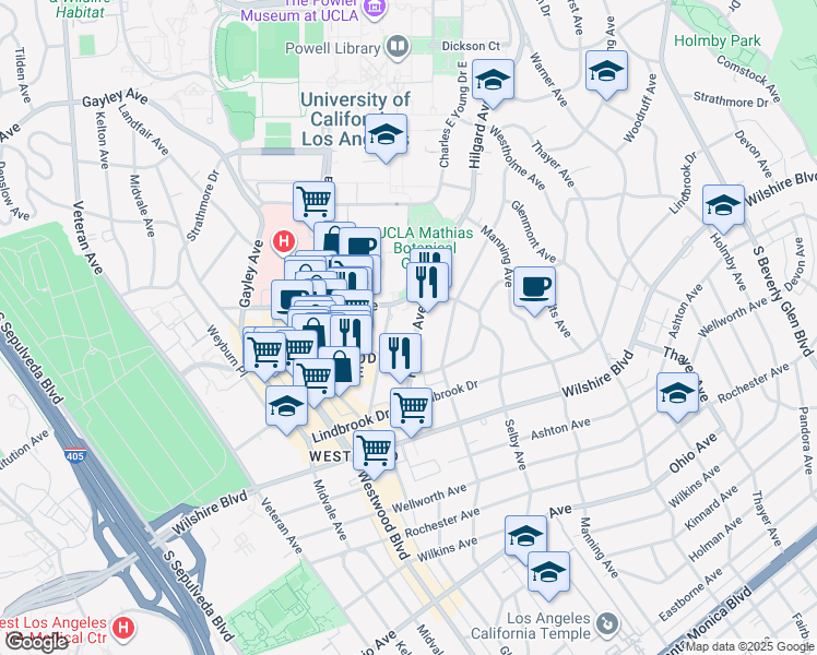 map of restaurants, bars, coffee shops, grocery stores, and more near in Los Angeles