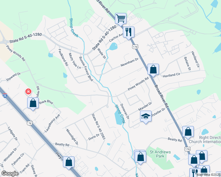 map of restaurants, bars, coffee shops, grocery stores, and more near 1130 State Road S-40-929 in Columbia