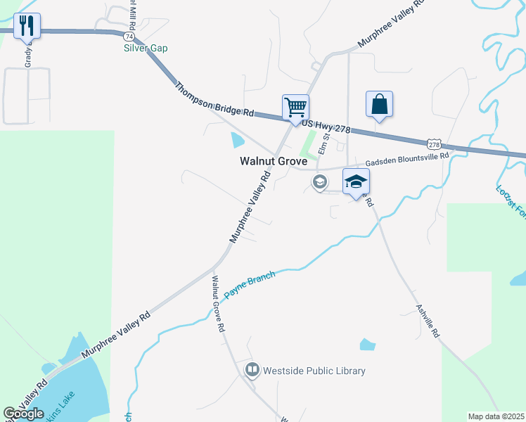 map of restaurants, bars, coffee shops, grocery stores, and more near 4499 Murphree Valley Road in Altoona