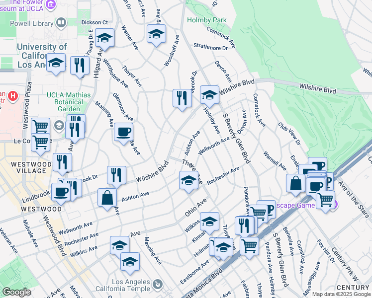 map of restaurants, bars, coffee shops, grocery stores, and more near in Los Angeles