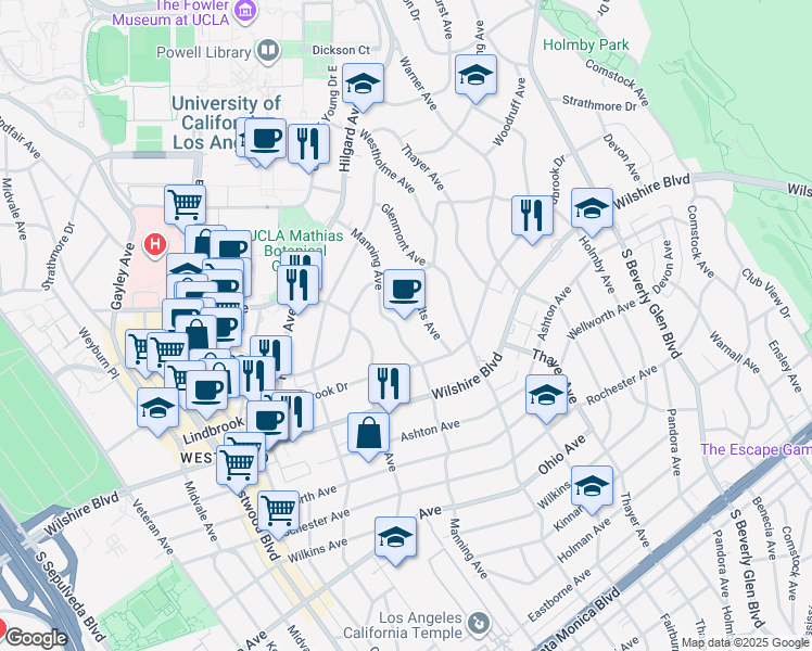 map of restaurants, bars, coffee shops, grocery stores, and more near in Los Angeles
