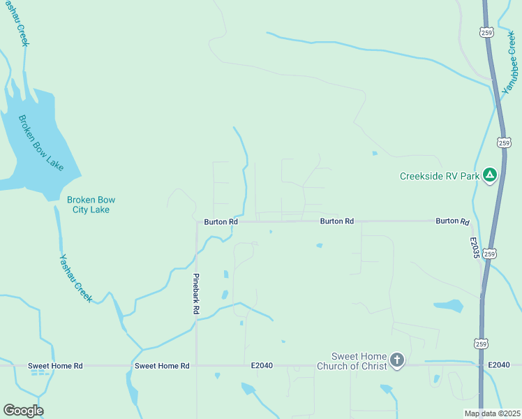 map of restaurants, bars, coffee shops, grocery stores, and more near Hickory Ridge Road in Broken Bow