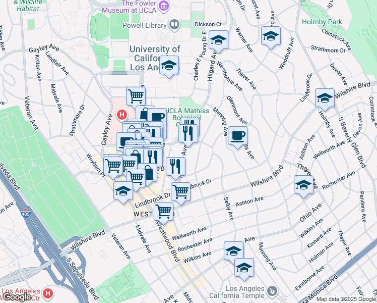 map of restaurants, bars, coffee shops, grocery stores, and more near in Los Angeles