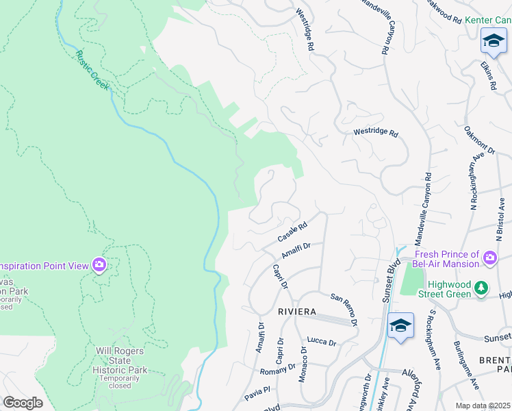 map of restaurants, bars, coffee shops, grocery stores, and more near 1785 Alta Mura Road in Los Angeles