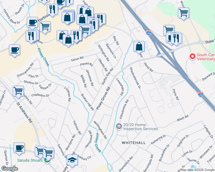 map of restaurants, bars, coffee shops, grocery stores, and more near 904 Baffin Bay Road in Columbia