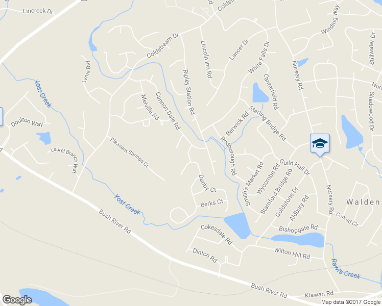 map of restaurants, bars, coffee shops, grocery stores, and more near 107 Cannon Dale Court in Columbia