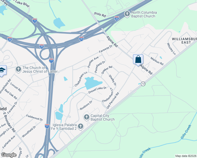 map of restaurants, bars, coffee shops, grocery stores, and more near 1925 Cheltenham Lane in Columbia