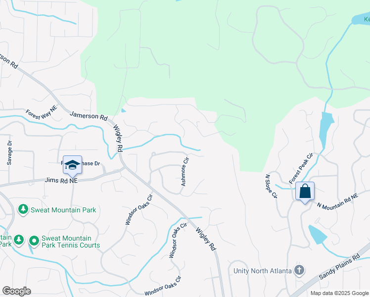 map of restaurants, bars, coffee shops, grocery stores, and more near 4535 Ashmore Circle in Marietta