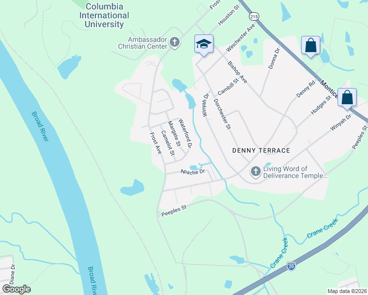 map of restaurants, bars, coffee shops, grocery stores, and more near 6501 Margate Street in Columbia
