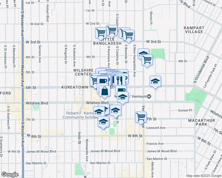 map of restaurants, bars, coffee shops, grocery stores, and more near in Los Angeles