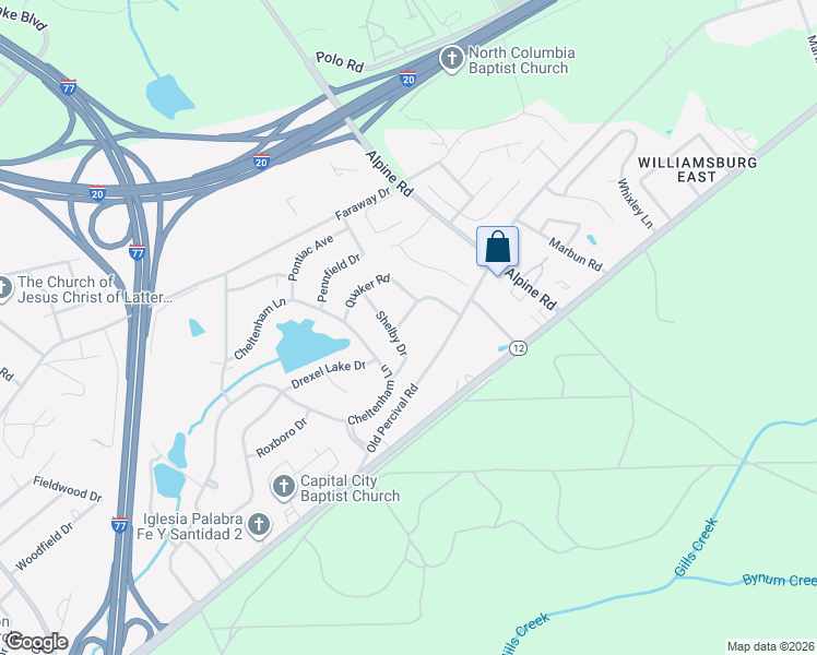 map of restaurants, bars, coffee shops, grocery stores, and more near 1711 Teakwood Lane in Columbia