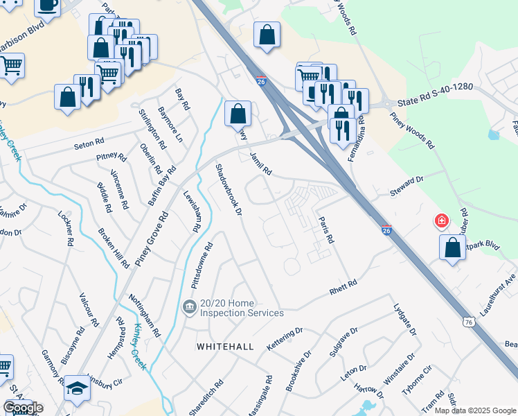 map of restaurants, bars, coffee shops, grocery stores, and more near 156 Chippenham Circle in Columbia