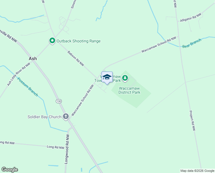 map of restaurants, bars, coffee shops, grocery stores, and more near 5901 Waccamaw School Road Northwest in Ash