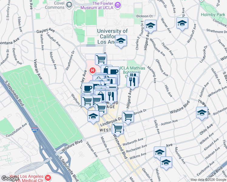 map of restaurants, bars, coffee shops, grocery stores, and more near in Los Angeles