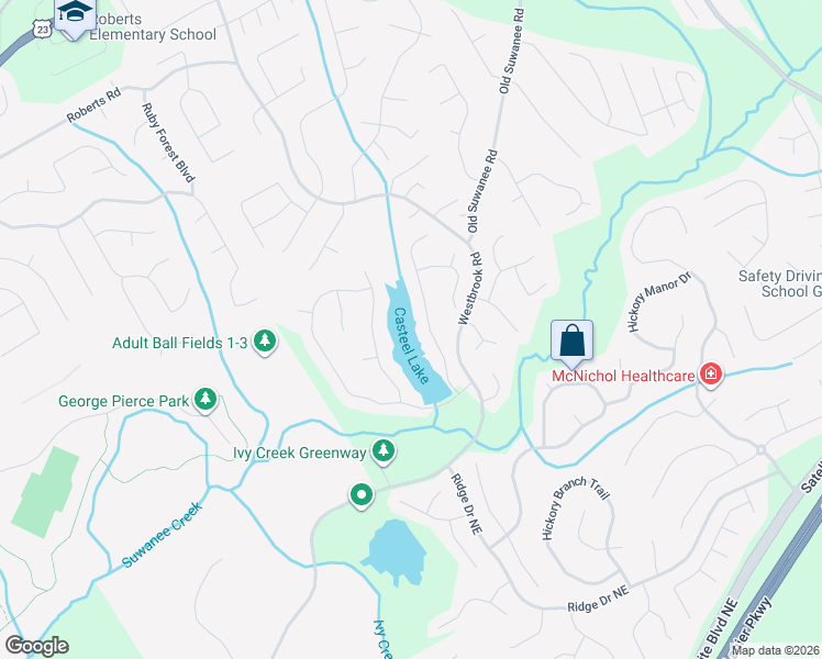 map of restaurants, bars, coffee shops, grocery stores, and more near 3672 Lake Edge Dr in Suwanee
