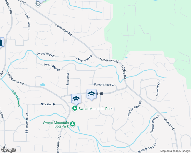 map of restaurants, bars, coffee shops, grocery stores, and more near 4748 Forest Valley Place in Marietta