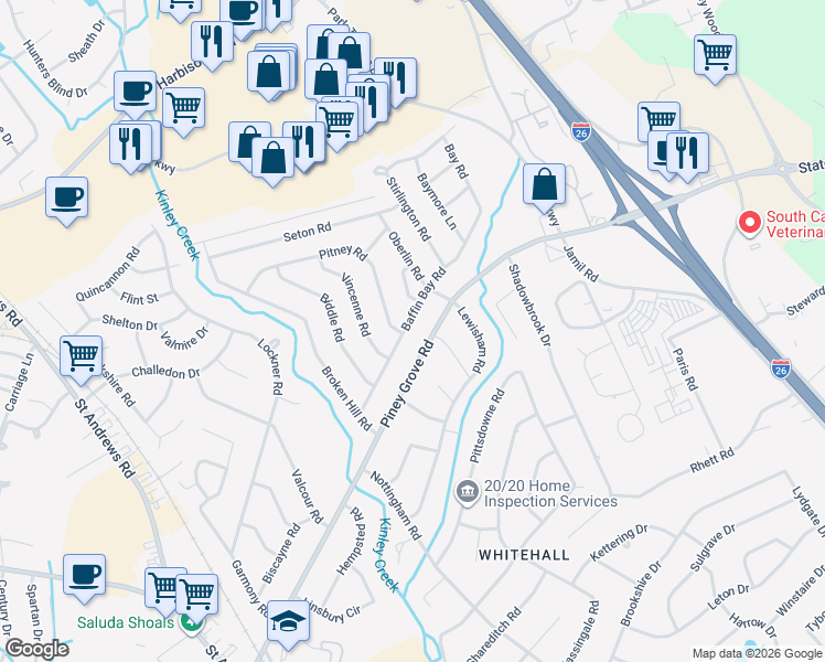 map of restaurants, bars, coffee shops, grocery stores, and more near 904 Baffin Bay Road in Columbia