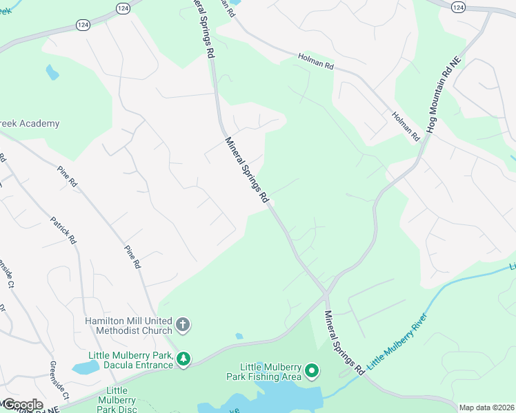 map of restaurants, bars, coffee shops, grocery stores, and more near 1686 Mineral Springs Road in Hoschton