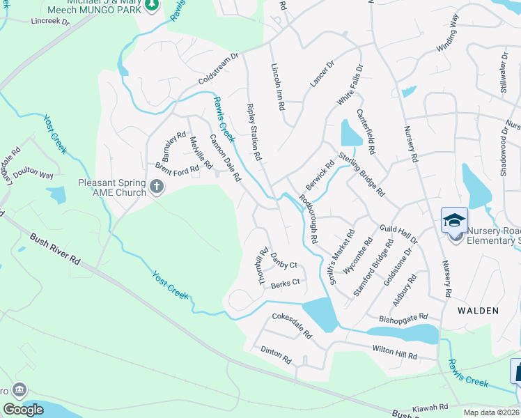 map of restaurants, bars, coffee shops, grocery stores, and more near 107 Cannon Dale Court in Columbia