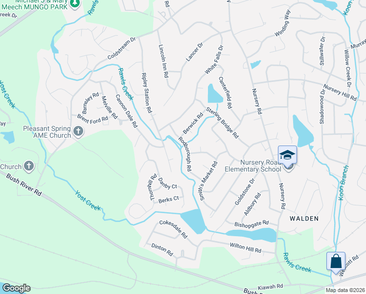 map of restaurants, bars, coffee shops, grocery stores, and more near 206 Rodborough Road in Columbia