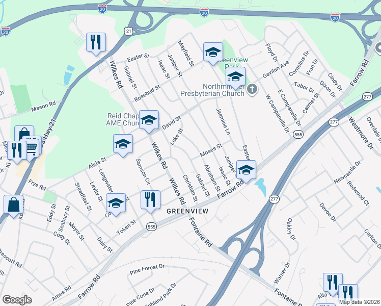 map of restaurants, bars, coffee shops, grocery stores, and more near 404 Gabriel Street in Columbia