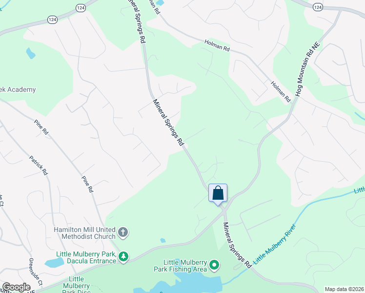 map of restaurants, bars, coffee shops, grocery stores, and more near 1686 Mineral Springs Road in Hoschton
