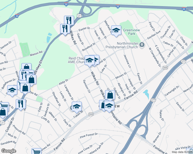 map of restaurants, bars, coffee shops, grocery stores, and more near 500 Luke Street in Columbia