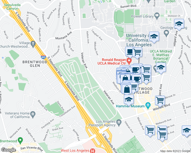 map of restaurants, bars, coffee shops, grocery stores, and more near in Los Angeles