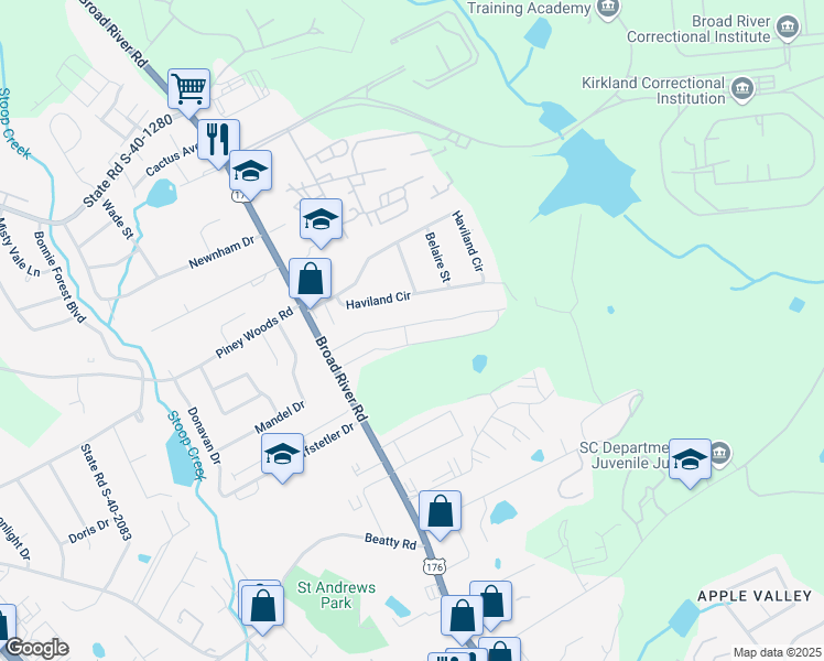 map of restaurants, bars, coffee shops, grocery stores, and more near 209 Nobility Drive in Columbia