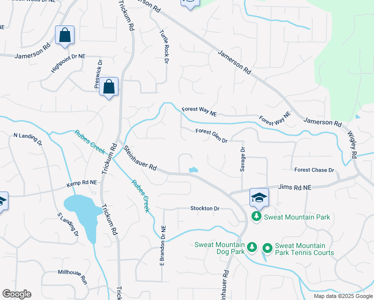map of restaurants, bars, coffee shops, grocery stores, and more near 4589 Misty Meadows Drive in Marietta