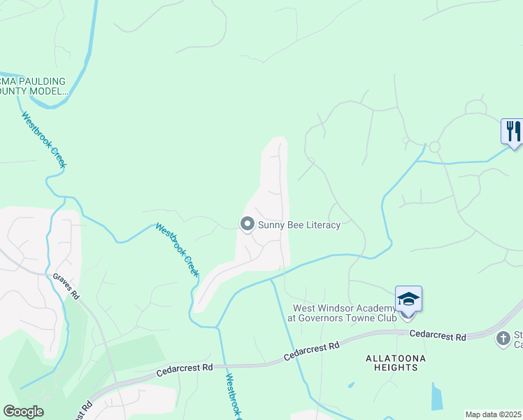 map of restaurants, bars, coffee shops, grocery stores, and more near 112 Bluestone Court in Acworth