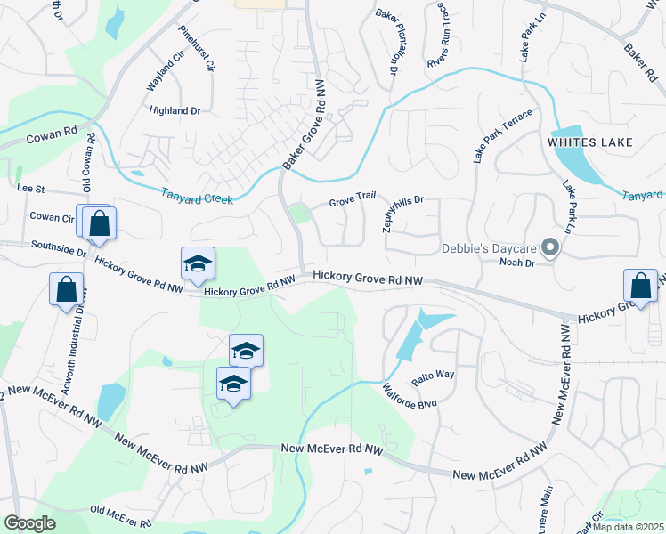 map of restaurants, bars, coffee shops, grocery stores, and more near 4302 Orange Court in Acworth