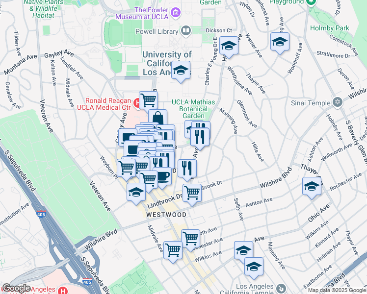 map of restaurants, bars, coffee shops, grocery stores, and more near in Los Angeles