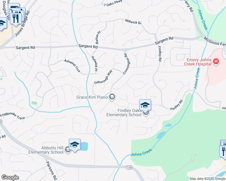 map of restaurants, bars, coffee shops, grocery stores, and more near 5755 Haterleigh Drive in Alpharetta