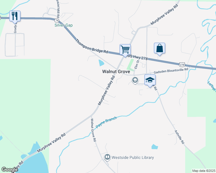 map of restaurants, bars, coffee shops, grocery stores, and more near 4499 Murphree Valley Road in Altoona