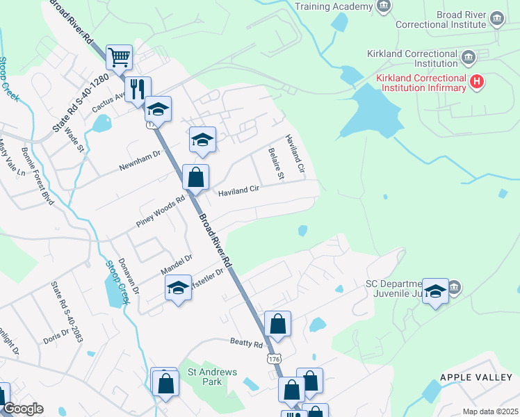 map of restaurants, bars, coffee shops, grocery stores, and more near 454 Regency Park Drive in Columbia