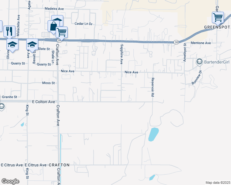 map of restaurants, bars, coffee shops, grocery stores, and more near 2189 Stonewood Street in Mentone