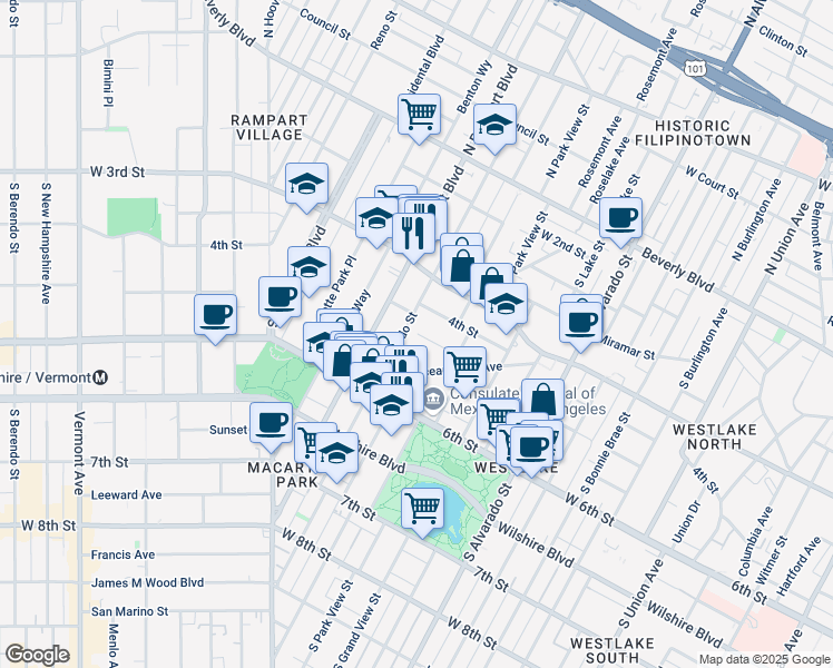map of restaurants, bars, coffee shops, grocery stores, and more near 3920 5th Street in Los Angeles