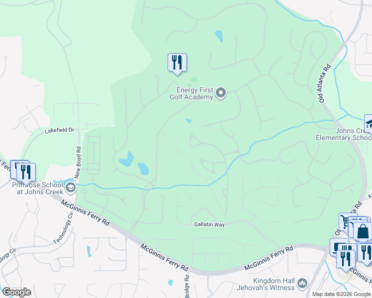 map of restaurants, bars, coffee shops, grocery stores, and more near 8355 Royal Melbourne Way in Duluth