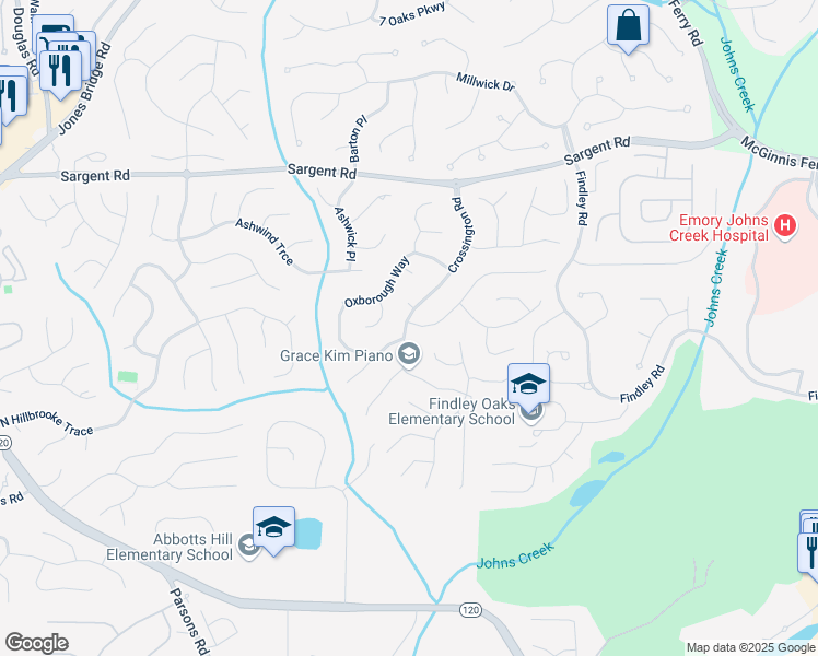 map of restaurants, bars, coffee shops, grocery stores, and more near 5755 Haterleigh Drive in Alpharetta